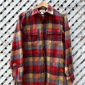 Men’s LLBean wool flannel button down shirt.